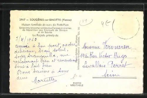 AK Sougères-sur-Sinotte, Maison familiale de cure du Petit-Pien