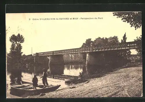 AK Villeblevin-la-Guyard, Perspective du pont