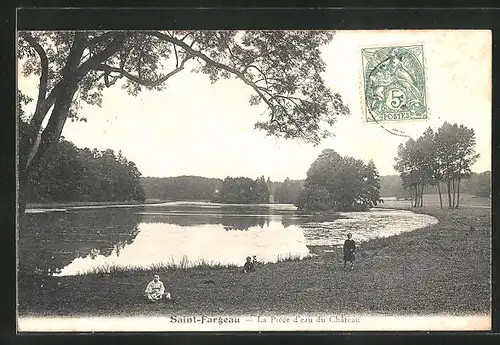 AK Saint-Fargeau, La Piece d`eau du Château