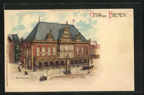 Lithographie Bremen, Rathaus, Halt gegen das Licht: Vollmond