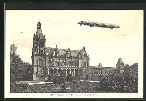 AK Berum, Zeppelin überfliegt Schloss Nordeck