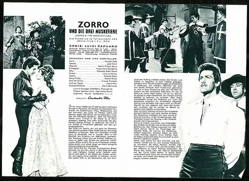 Filmprogramm IFB Nr. 6672, Zorro und die drei Musketiere, Gordon Scott, José Greci, Regie: Luigi Capuano
