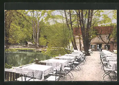 AK Straussberg, Gasthaus Schlagmühle mit Terrasse