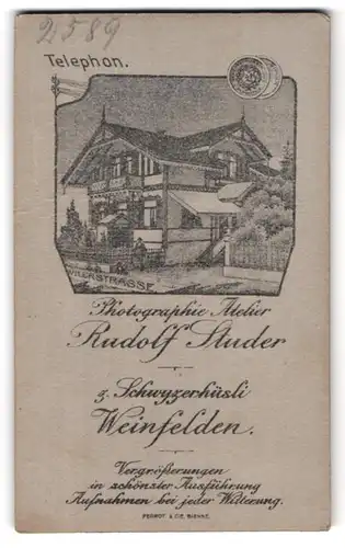 Fotografie Rud. Studer, Weinfelden, z. Schyzerhüsli, Ansicht Weinfelden, Blick z. Photog. Atelier, vord. kleines Mädchen