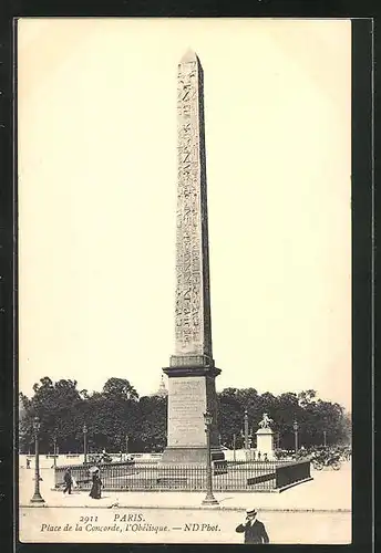 AK Paris, Place de la Concorde, L`Obélisque