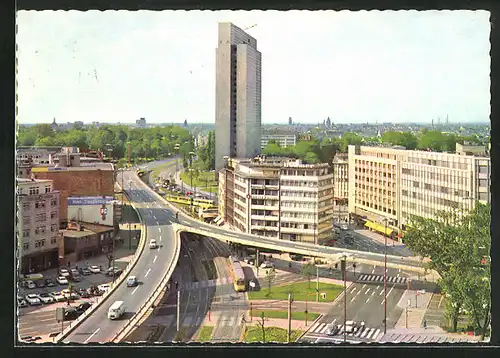 AK Düsseldorf, Hochstrasse und Thyssen-Haus