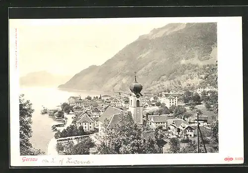 AK Gersau, Teilansicht mit Kirche