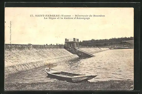 AK Saint-Fargeau, Réservoir de Bourdon, La Digue et la Cabine d`Amorcage