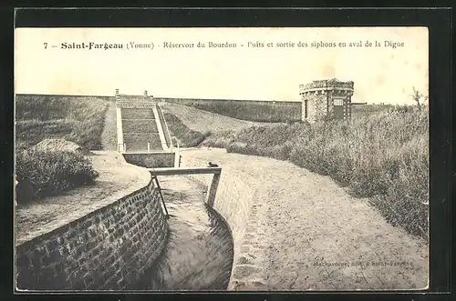 AK Saint-Fargeau, Réservoir du Bourdon, Puits et sortie des siphons en aval de la Digue