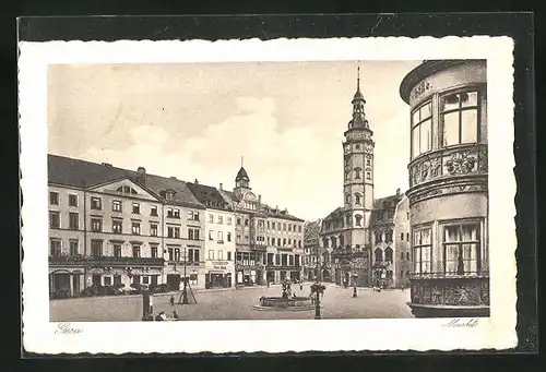 AK Gera, Markt mit Kirche