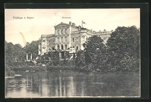 AK Putbus a. Rügen, Schloss mit See