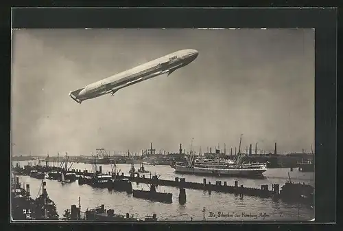 AK Hamburg, Zeppelin Schwaben über dem Hafen