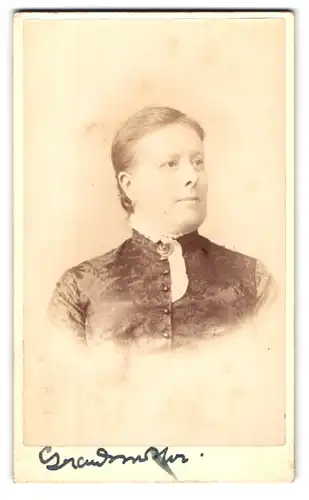 Fotografie H. W. Bird & Co., London-EC, 16 & 17, Poultry, Portrait bürgerliche Dame mit Kragenbrosche