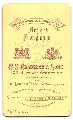 Fotografie W.S. Bradshaw, London, 103 Newgate Street, nachdenklicher älterer Herr