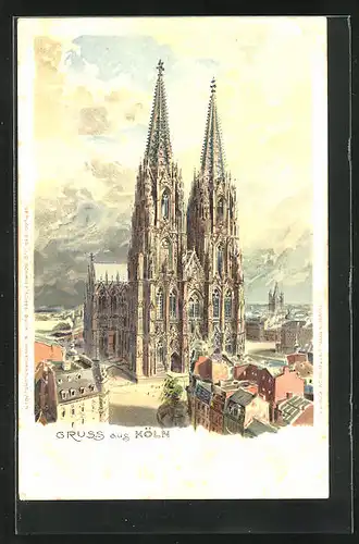 Lithographie Köln, Darstellung vom Dom