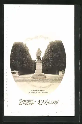 Präge-AK Avallon, La Statue de Vauban