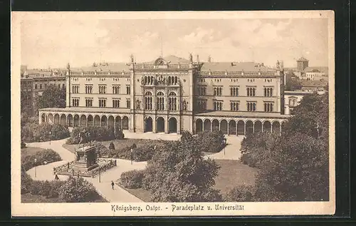 AK Königsberg /Preussen, Paradeplatz und Universität