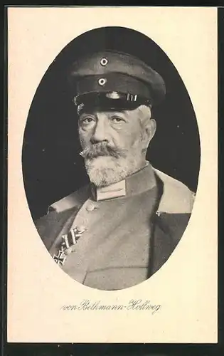AK Reichskanzler von Bethmann Hollweg mit Schirmkappe
