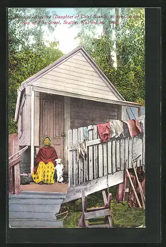 AK Seattle, WA, Princess Angeline at her Cottage, Foot of Pike Street, Indianer