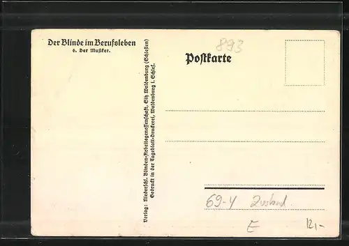 Künstler-AK Der blinde Pianist