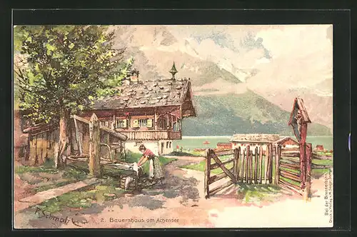 Künstler-AK P. Schmohl: Achensee, Bauernhaus