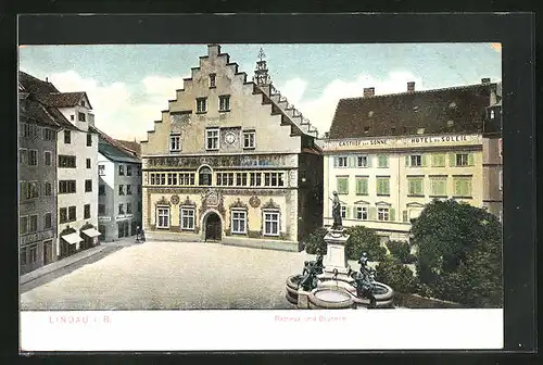 AK Lindau i. B., Rathaus und Brunnen