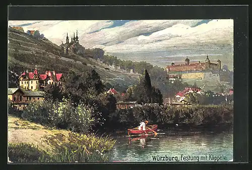 Künstler-AK Würzburg, Festung mit Käppele