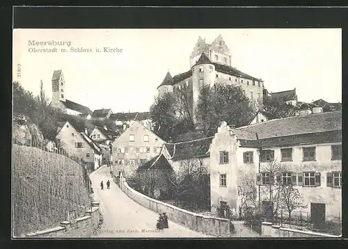 AK Meersburg, Oberstadt mit Schloss und Kirche