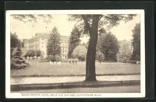 AK Baden-Baden, Hotel Belle Vue von der Lichtentaler Allee