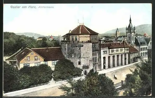 AK Goslar am Harz, Hotel Achtermann mit Kirche