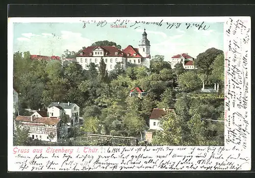 AK Eisenberg i. Thür., Ortspartie mit Schloss