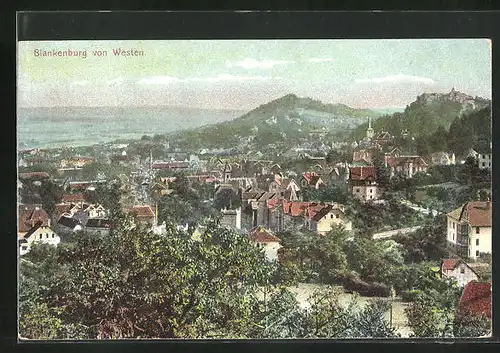 AK Blankenburg, Ortsansicht von Westen