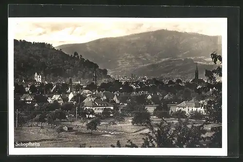 AK Schopfheim, Ortsansicht mit Bergen