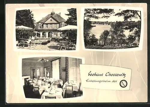 AK Chossewitz, Gasthaus Chossewitz am See mit Terrasse