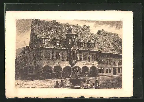 AK Goslar / Harz, Kaiserworth mit Brunnen