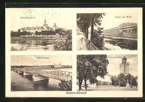 AK Cuestrin / Kostrzyn, Altstadt, Schlosskaserne, Marienkirche
