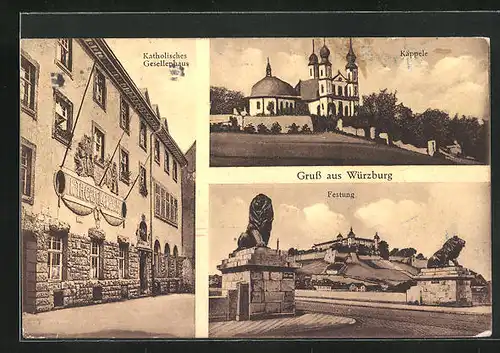 AK Würzburg, Katholisches Gesellenhaus, Käppele, Festung