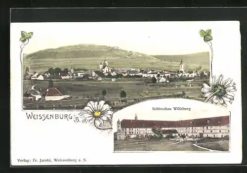 AK Weissenburg i. B., Schlossbau Wülzburg, Ortsansicht