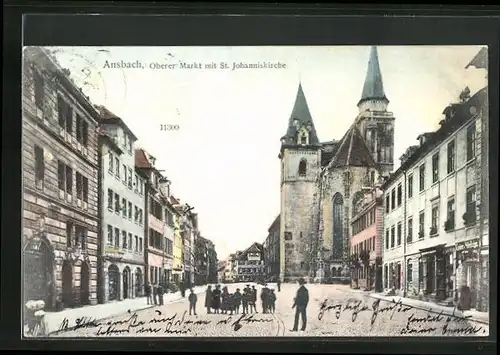 AK Ansbach, Oberer Markt mit St. Johanniskirche