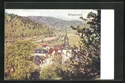 AK Muggendorf, Ortsansicht mit Kirchturm