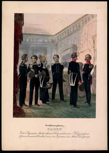 Lithographie Grossherzogtum Baden, altkoloriert, montiert, aus Eckert & Monten um 1840 Vorzugsausgabe, 36 x 26cm