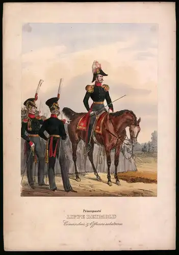 Lithographie Principauté Lippe Detmold, Commandeur, altkoloriert, montiert, aus Eckert & Monten um 1840 Vorzugsausgabe