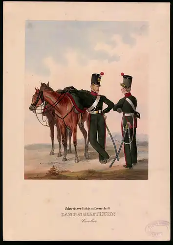 Lithographie Schweizer Eidgenossenschaft, altkoloriert, montiert, aus Eckert & Monten um 1840 Vorzugsausgabe, 37 x 26cm