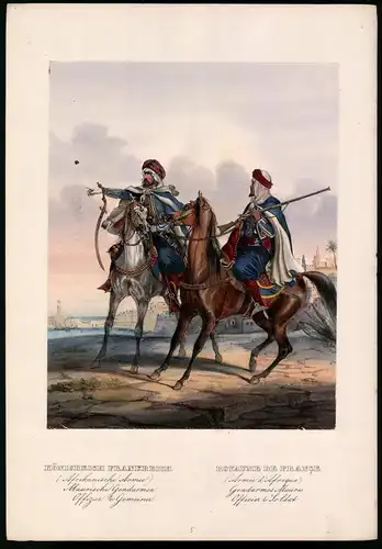 Lithographie Königreich Frankreich, altkoloriert, montiert, aus Eckert & Monten um 1840 Vorzugsausgabe, 36 x 25cm