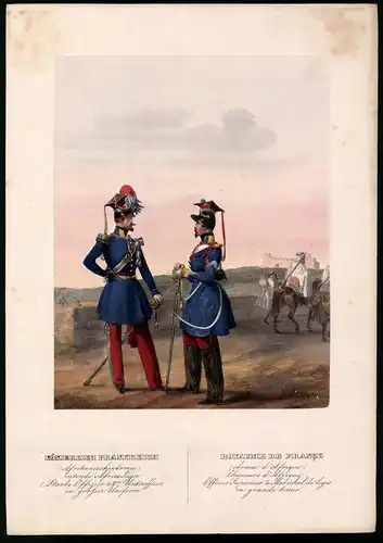 Lithographie Königreich Frankreich, altkoloriert, montiert, aus Eckert & Monten um 1840 Vorzugsausgabe, 36 x 26cm