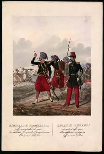 Lithographie Königreich Frankreich, altkoloriert, montiert, aus Eckert & Monten um 1840 Vorzugsausgabe, 36 x 25cm