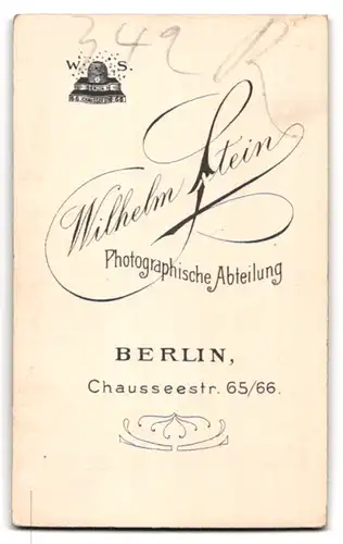 Fotografie Wilhelm Stein, Berlin, Chausseestr. 65 /66, Portrait Bursche im Konfirmationsanzug mit Hut