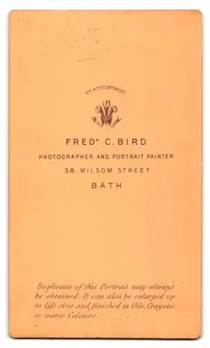 Fotografie F.C. Bird, Bath, 38 Milsom Street, junger Herr in Anzug und Krawatte