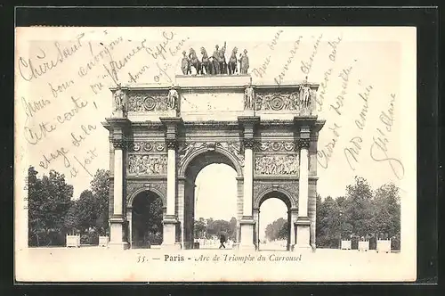 AK Paris, L`Arc de Triomphe, Blick durch den Triumphbogen