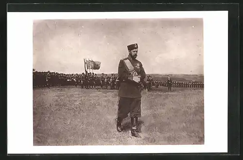 AK Zar Nikolaus II. von Russland bei einem Truppenmanöver